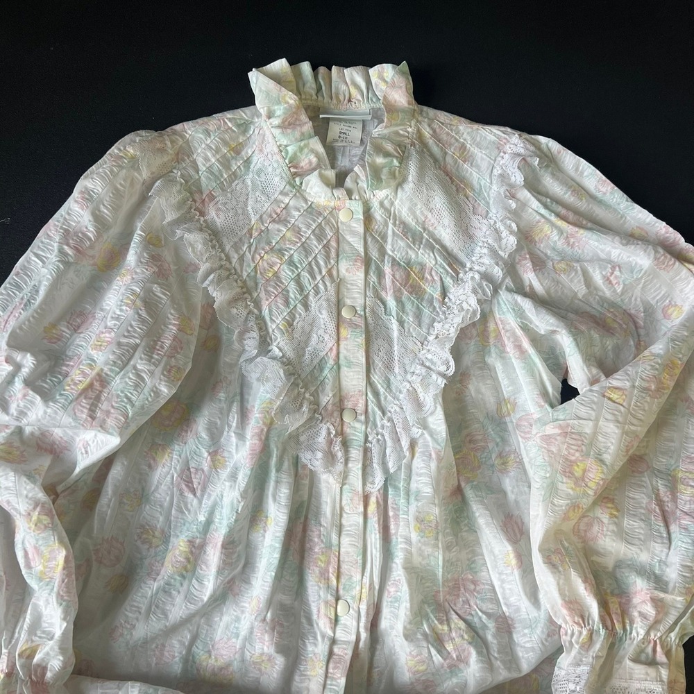 Vtg Gilligan O'Malley Floral Lace Nightgown Dress S Pastel Victorian Regency